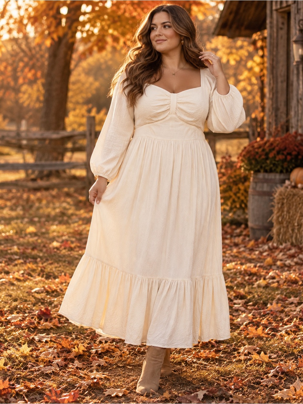 JessaKae Ivory Cream Dress XL Sweetheart Tiered Midi Maxi Cottagecore Bridal